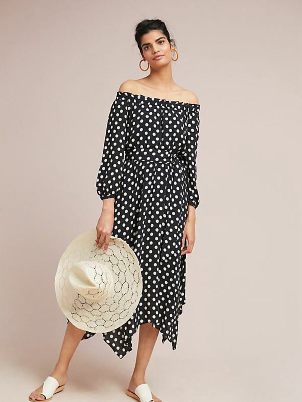 Maeve Black and Polka Dot Midi Dress- Size 12!